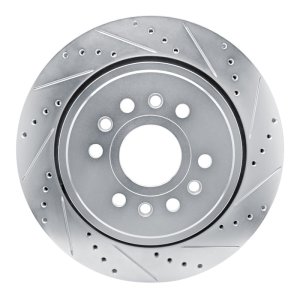 Jeep Grand Wagoneer Brake Rotor (1) - Rear Right - R1 Concepts - Drilled & Slotted - Silver - `21-`25 Jeep Grand Wagoneer Brake Rotor (1) - Rear Right - R1 Concepts - Drilled & Slotted - Silver - `21-`25
